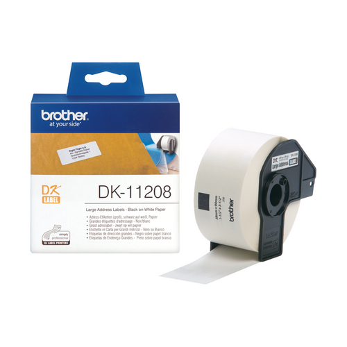 Brother Label Roll DK11208 38mm x 90mm Black on White
