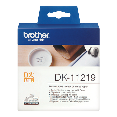 Brother Label Roll DK11219 12mm Diameter Black on White