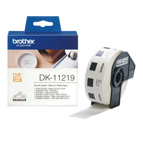 Brother Label Roll DK11219 12mm Diameter Black on White