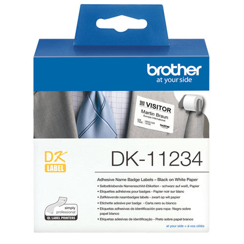 Brother DK11234 Namebadge Label Roll 60mm x 86mm Black on White