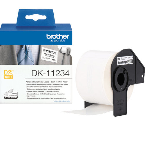 Brother DK11234 Namebadge Label Roll 60mm x 86mm Black on White