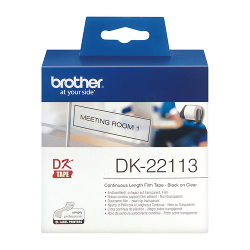 Brother Label Roll DK22113 62mm x 1524m Black on Clear
