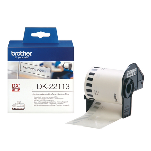Brother Label Roll DK22113 62mm x 1524m Black on Clear