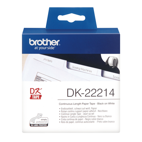 Brother Label Roll DK22214 12mm x 3048m Black on White