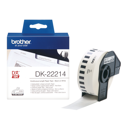 Brother Label Roll DK22214 12mm x 3048m Black on White