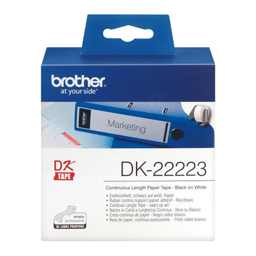 Brother DK22223 Continuous Paper Label Roll 50mm x 3048m Black on White