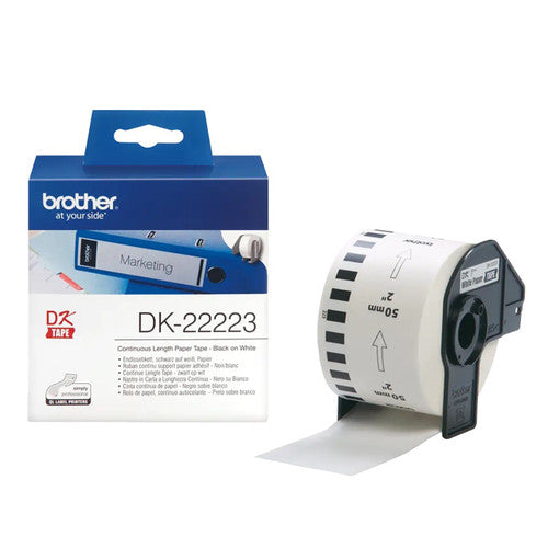 Brother DK22223 Continuous Paper Label Roll 50mm x 3048m Black on White