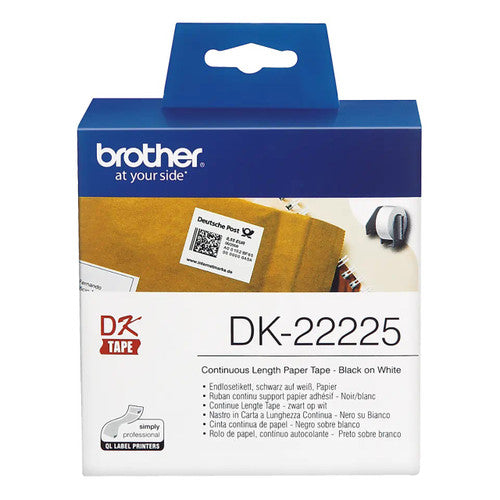 Brother DK22225 Continuous Paper Label Roll 38mm x 3048m Black on White