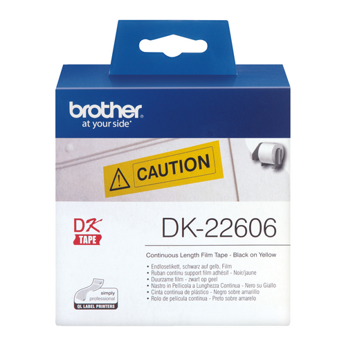 Brother Label Roll DK22606 62mm x 1524m Black on Yellow