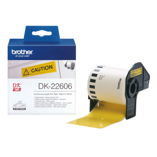 Brother Label Roll DK22606 62mm x 1524m Black on Yellow