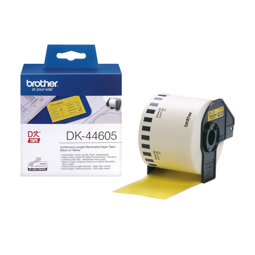 Brother Label Roll DK44605 62mm x 3048m Black on Yellow