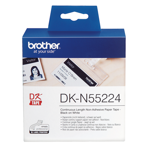 Brother Non Adhesive Label Roll DKN55224 54mm x 305m Black on White