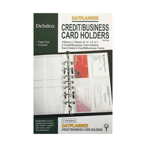 Collins Debden DK1004 Dayplanner Desk Size Credit/Business Card Holder Refill Pack of 3