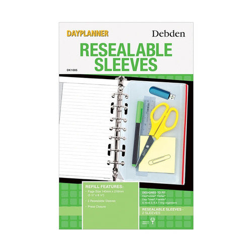 Collins Debden DK1005 Dayplanner Desk Size Resealable Sleeve Bag Refill Pack of 2