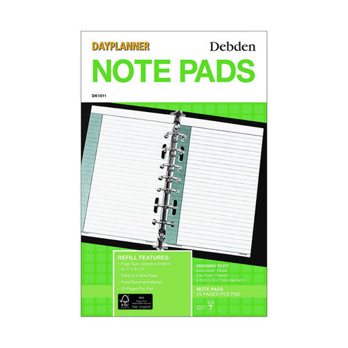 Collins Debden DK1011 Dayplanner Desk Size Note Pad Refill Pack of 2