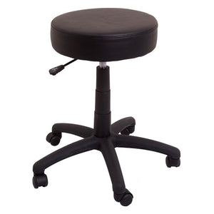 Rapidline Data Stool at desk height with a round black PU seat on a black 5 star base with castors.
