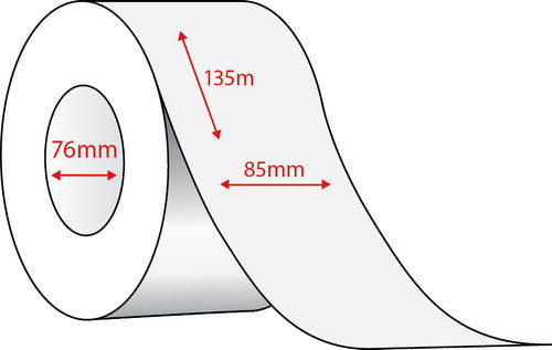 Bala Non-Adhesive Direct Thermal Tags 85 x 135 Metres Core 76mm Non-Perforated White 1 Roll
