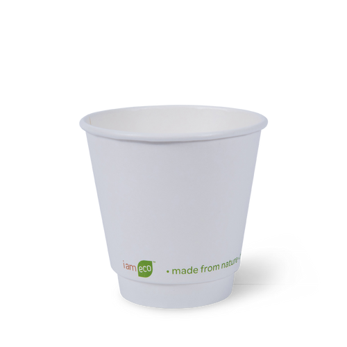 The Note Group Detpak I Am Eco 8oz Squat Smooth Double Wall Hot Cup White Carton of 500