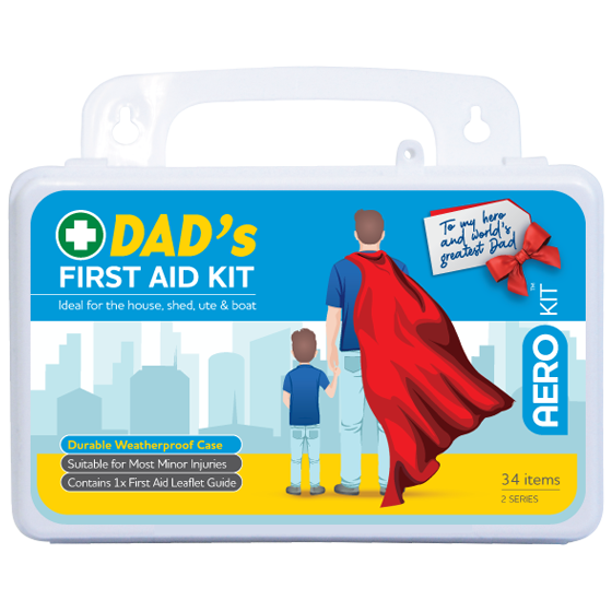 Dad's 2 Series Plastic Waterproof First Aid Kit 21 x 7.5 x 13cm pre-stocked family first aid kit in a compact waterproof case