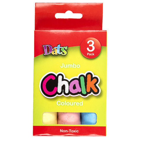 Dats Jumbo Coloured Chalk pack of 3 sticks in yellow, pink and blue