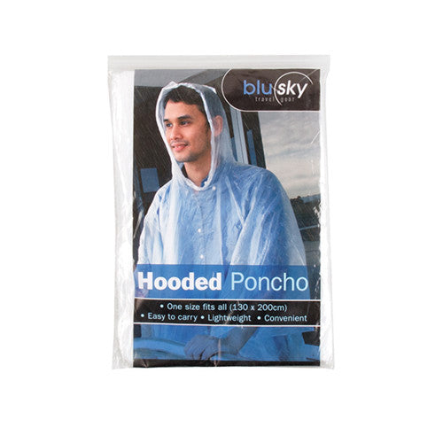 Dats clear hooded adult poncho laid flat showing full 132 x 203cm coverage