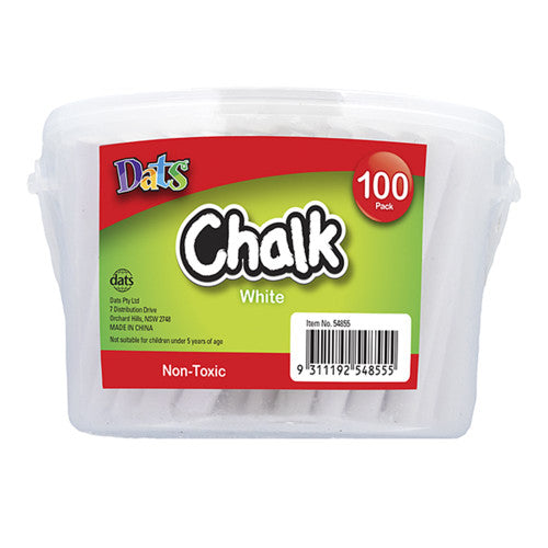 Dats white chalk bucket containing 100 round calcium sulfate chalk sticks