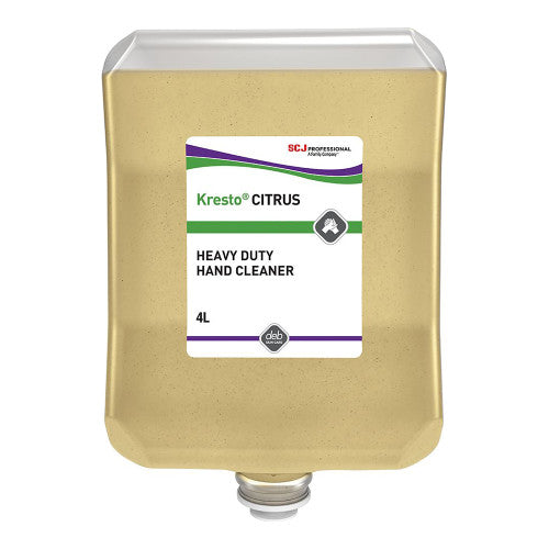 Deb Kresto Citrus Heavy Duty Hand Cleaner 4L containers - pack of 4 with cornmeal scrubbing agents