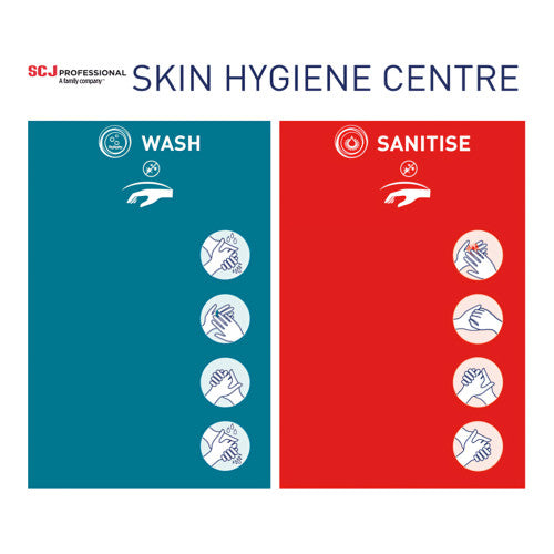 Deb Stoko 2-step wall-mounted skin hygiene centre holding OxyBAC and Sanitise 1L dispensers for food and catering environments