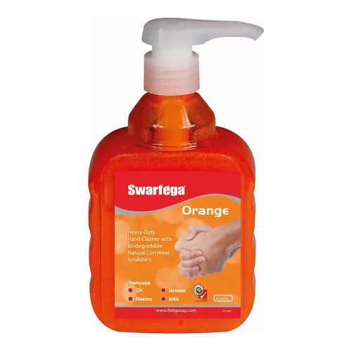 Deb Swarfega Orange 450ml pump hand cleaner - pack of 6 solvent-free heavy duty hand cleanser