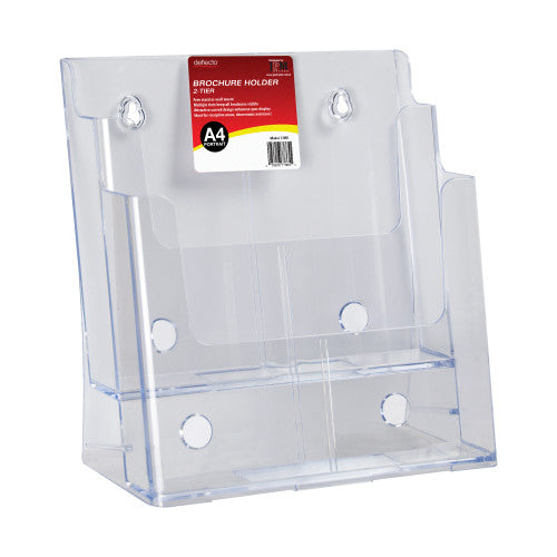 Deflecto 2-pocket 2-tier A4 brochure holder, front view