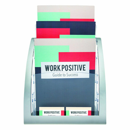 Deflecto curved 3-tier A4 brochure stand, side profile