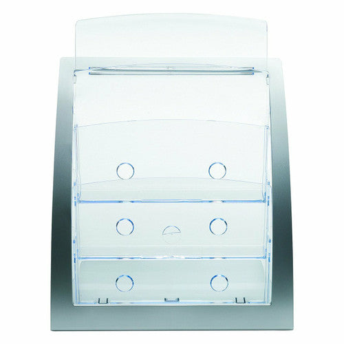 Deflecto A4 brochure holder, close-up of a clear acrylic pocket