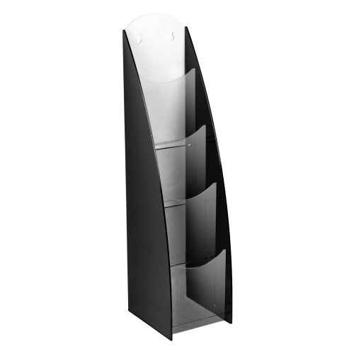 Deflecto 4-pocket 4-tier premium DL brochure holder, front view