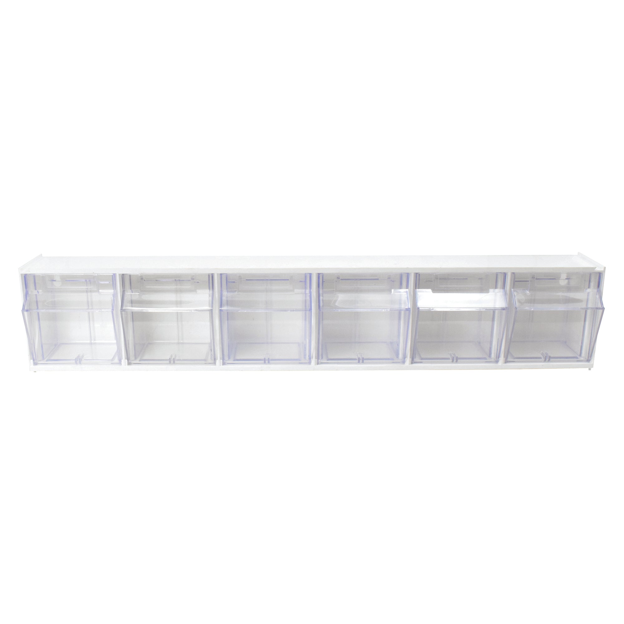 Deflecto 6 Bin Tilt Bin Storage Unit Off White, detail view