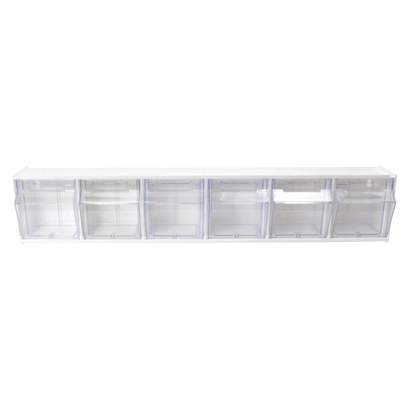 Deflecto 6 Bin Tilt Bin Storage Unit Off White, detail view