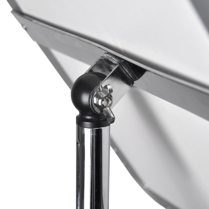 Close-up of the ball joint behind the frame head, the pivot that lets the snap frame tilt to set the viewing angle.