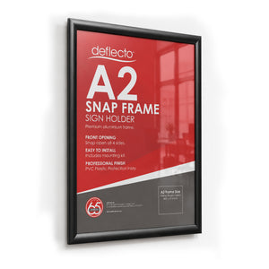 Deflecto A2 black aluminium snap frame, front view