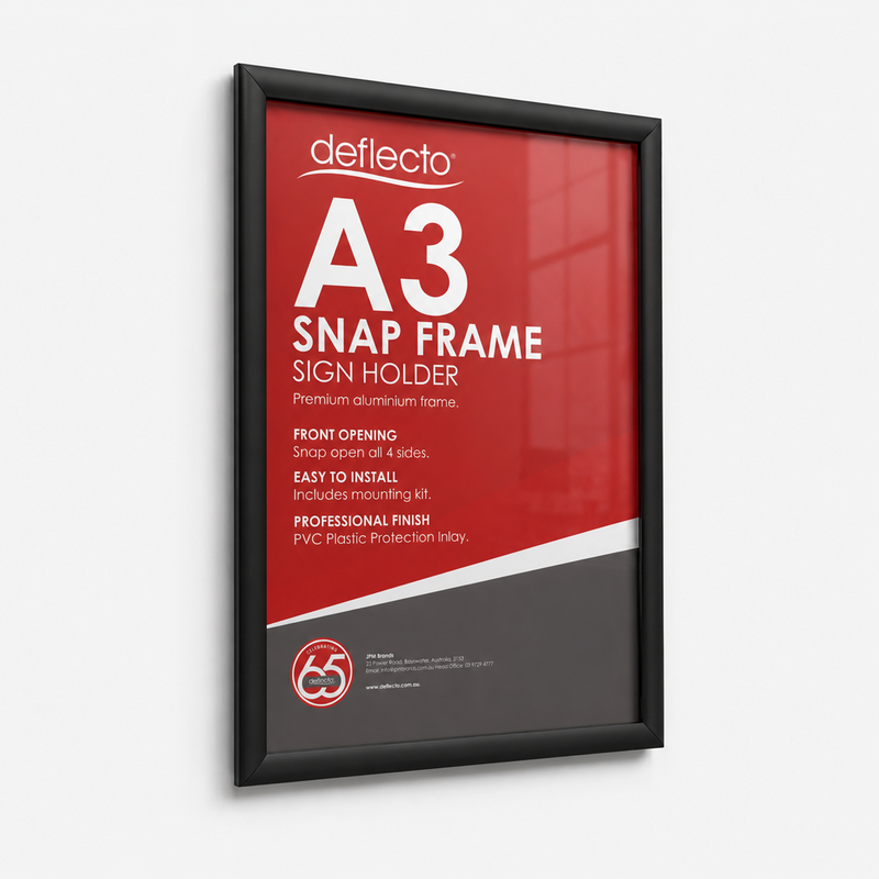 Deflecto Black Aluminium Snap Frame A3 25mm front view