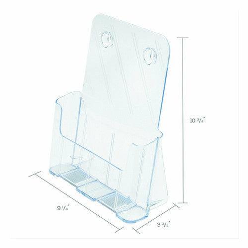 Deflecto A4 portrait brochure holder on a counter in use
