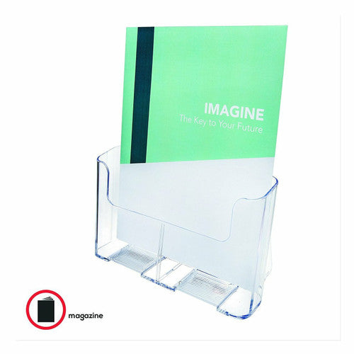 Deflecto A4 portrait brochure holder, side profile