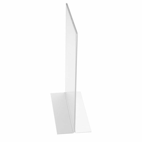Deflecto Double Sided T-Shape Sign Holder A7 Portrait, angled view