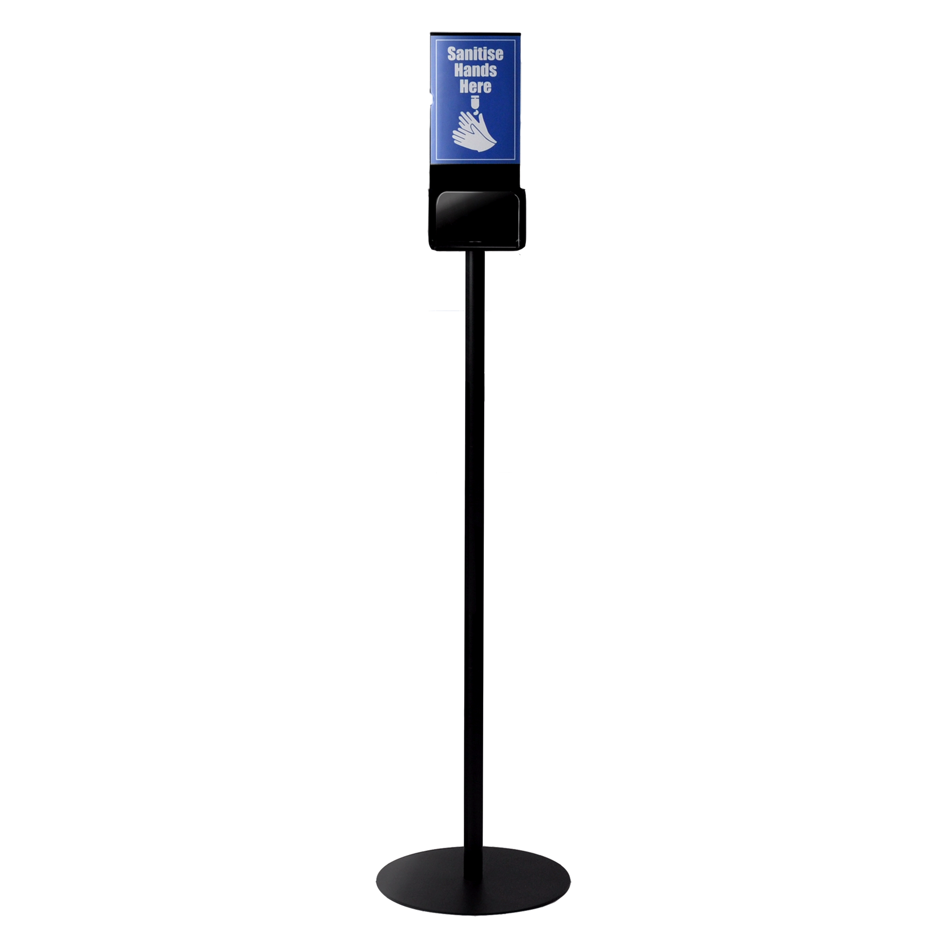 Deflecto Hand Sanitiser Display Stand A4 With Sign Holder, angled view