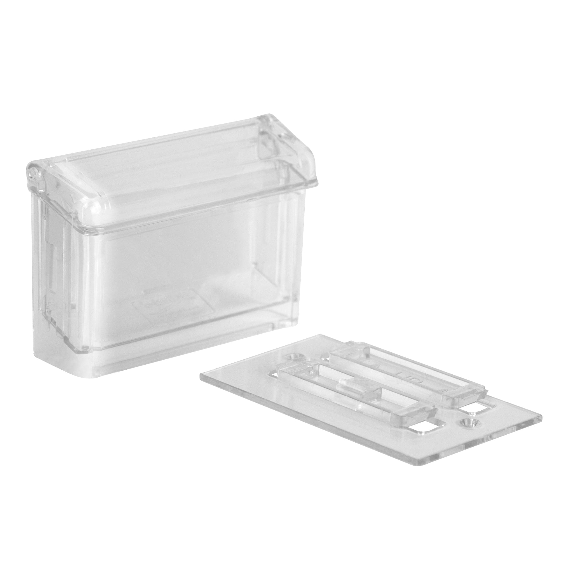 Deflecto outdoor wall mount business card holder in landscape orientation shown on a white background