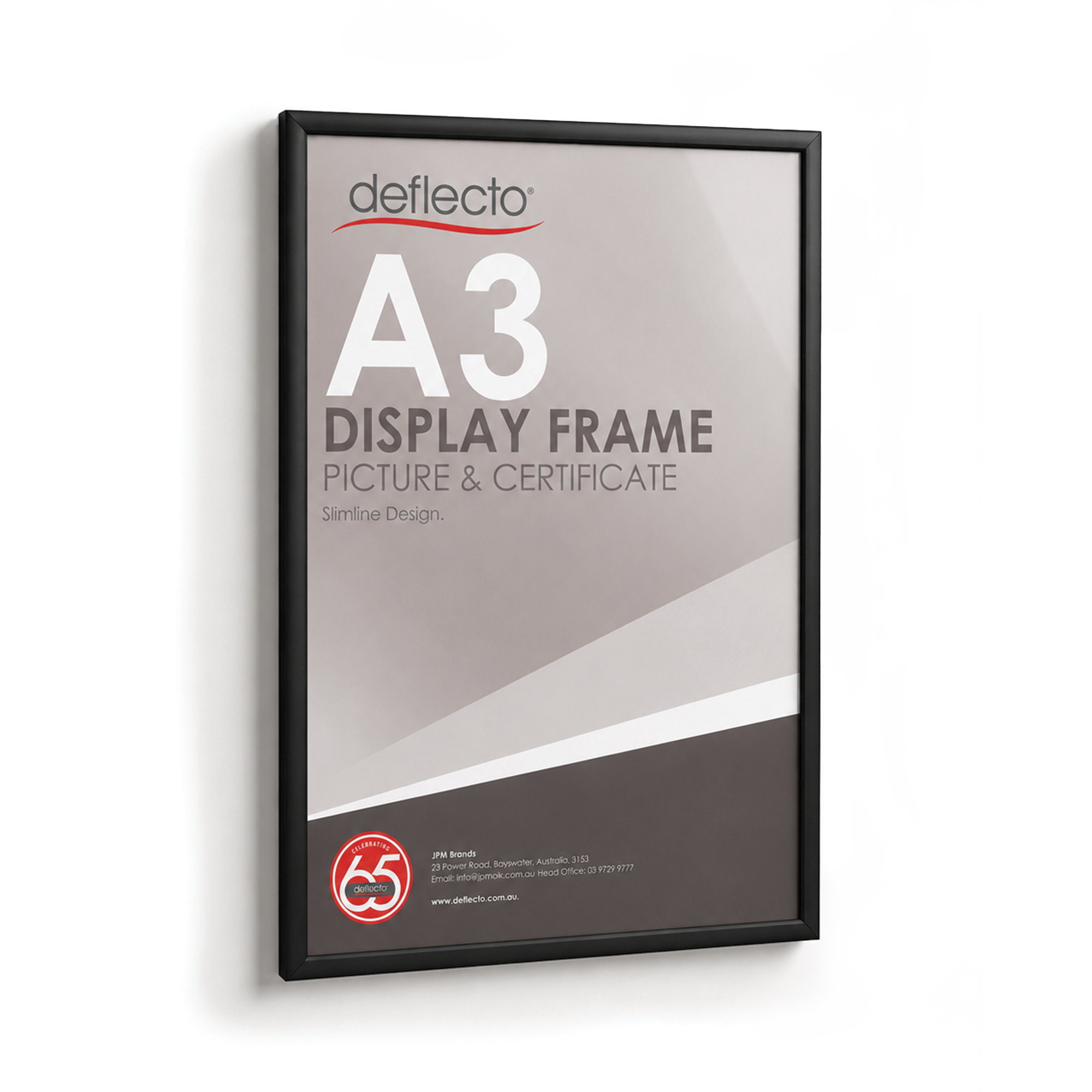 Deflecto Picture and Certificate Frame Black A3 front view