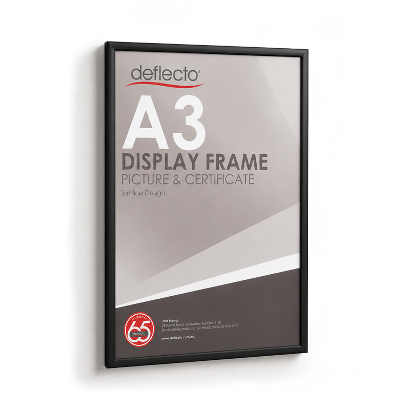 Deflecto Picture and Certificate Frame Black A3 front view