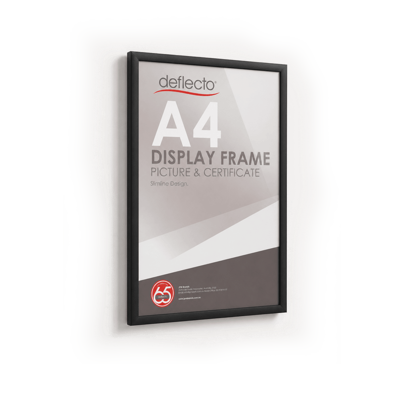 Deflecto Picture and Certificate Frame Black A4 front view