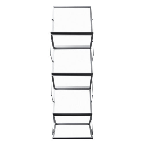 Deflecto A3 concertina display stand opened to multiple panels, angled view
