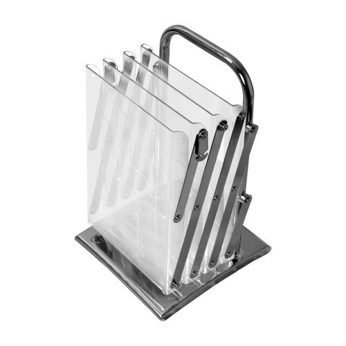 Deflecto Portable Chrome and Acrylic Concertina Display Stand A4 - image 4