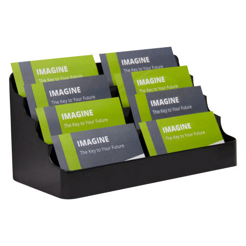 Deflecto recycled 8-pocket landscape business card holder, front view