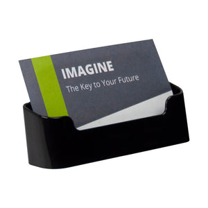 Deflecto recycled black business card holder, front view